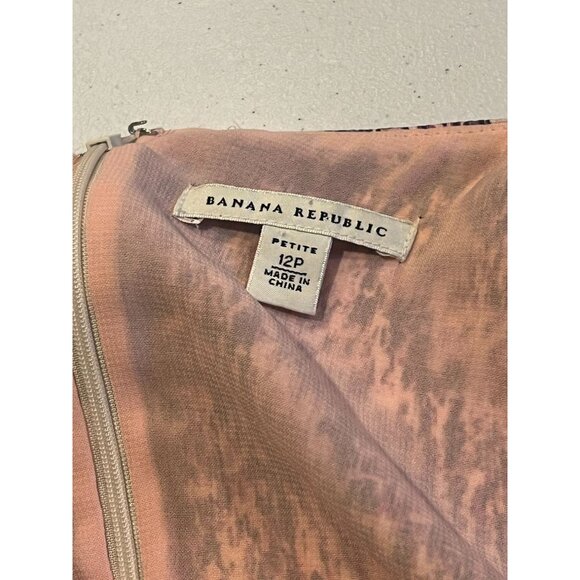 Banana Republic 100%Silk Sheath Dress Fully Lined Gathered Shoulder Purple 12 - Picture 8 of 10